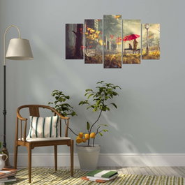 Wallity Pintura Decorativa de MDF 5PMX-080 Multicolor